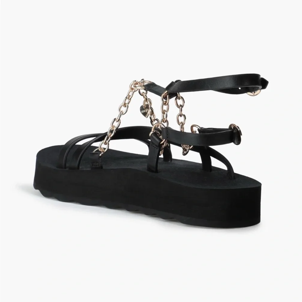 MAJE Chain-trimmed Leather Platform Sandals - Picture 4 of 5